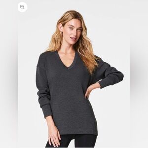 SPANX AirEssentials Brushed V-Neck Tunic in Dark Heather Gray
